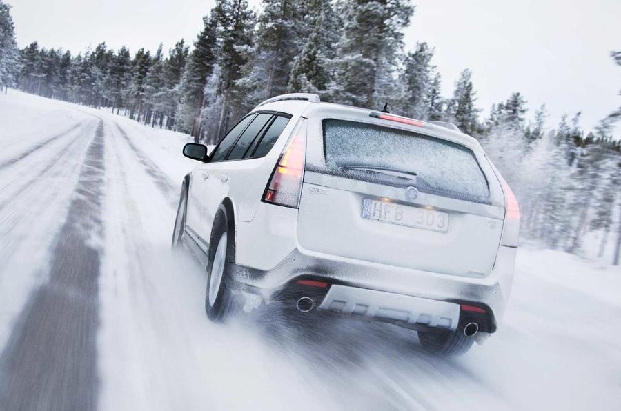 Winter driving Saab