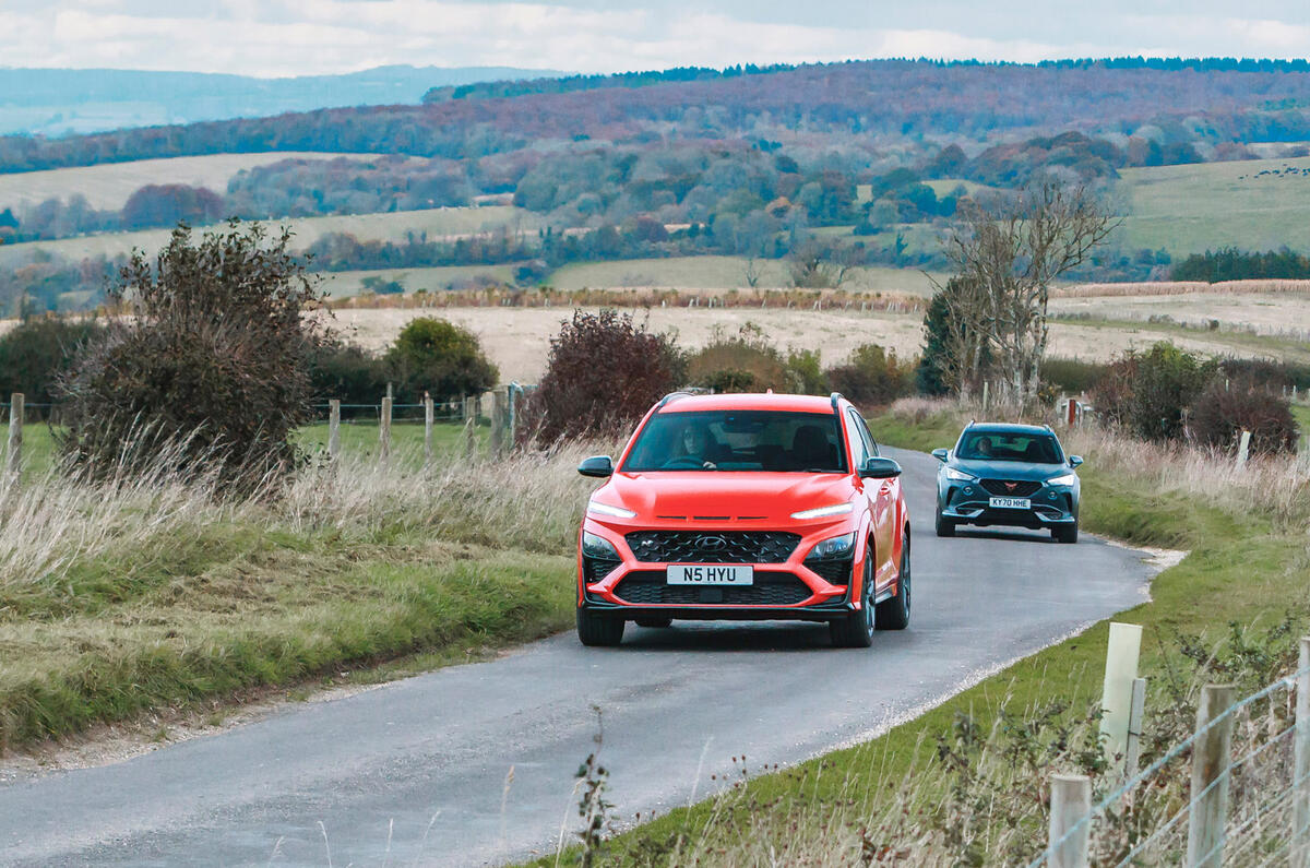 77 Cupra Formentor vs Hyundai Kona N 2022 countryside