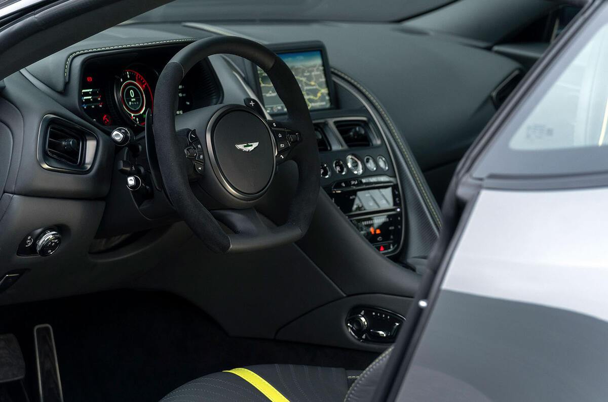 Aston Martin DB11 AMR 2018 review steering wheel