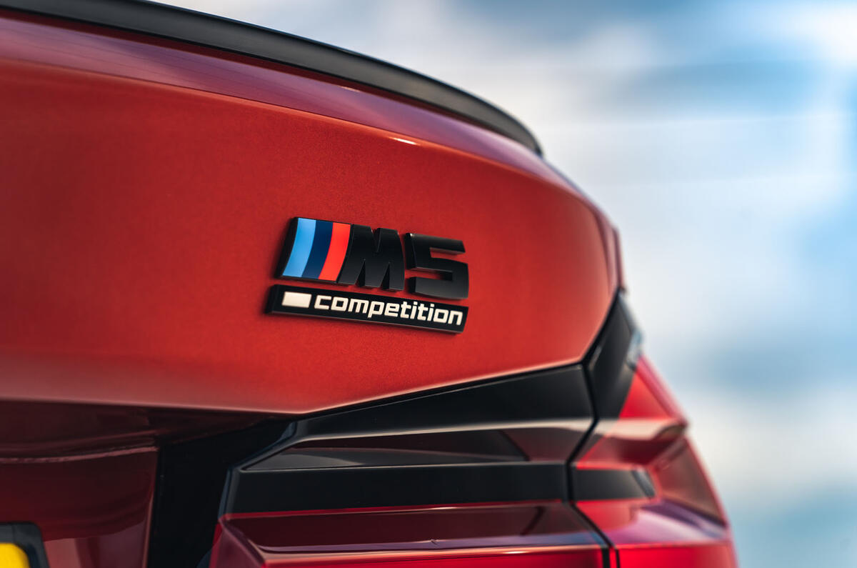 BMW M5 Competition 2020 UK first drive review - rear badge