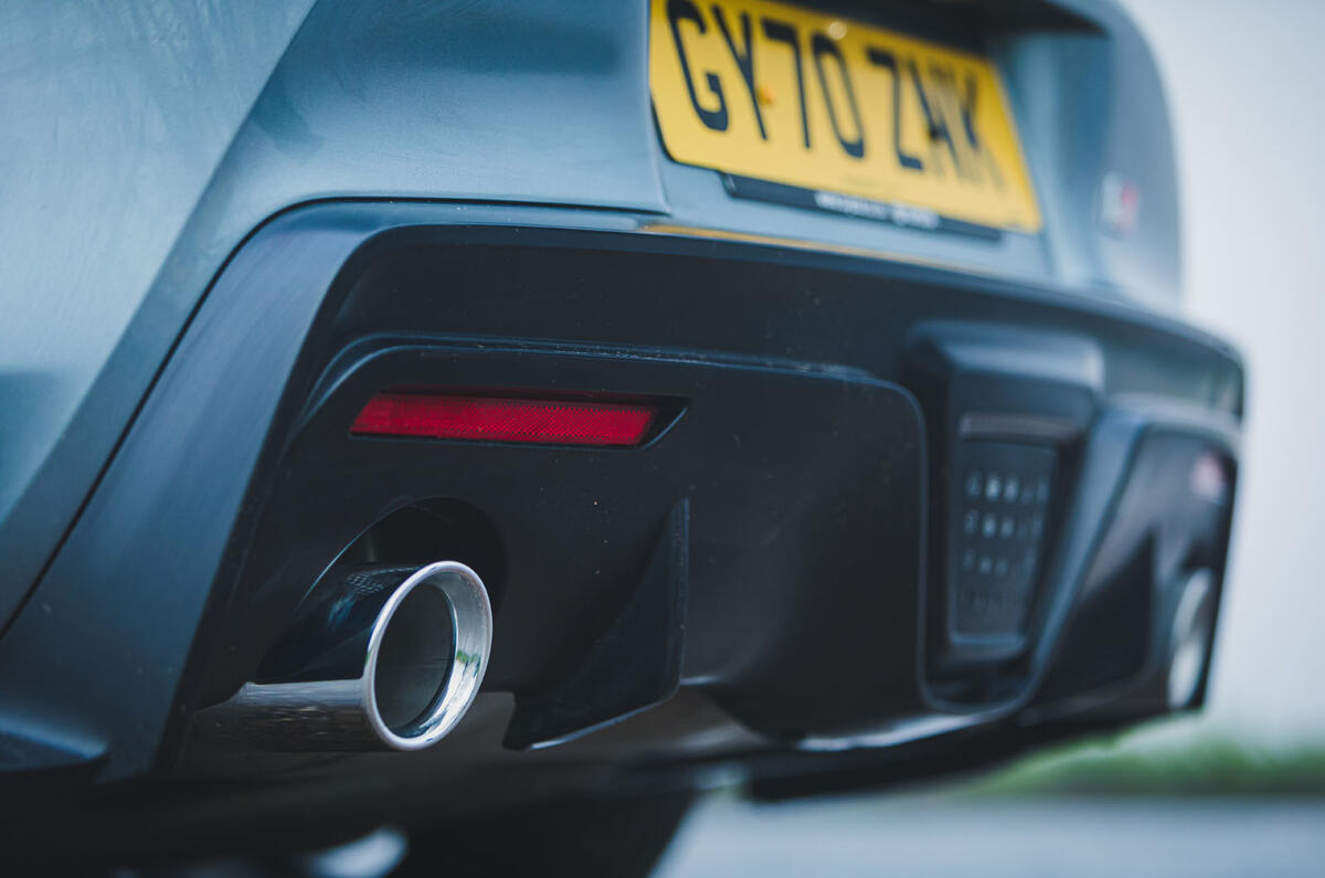 8 Toyota GR Supra 2 litre 2021 UK first drive review exhausts