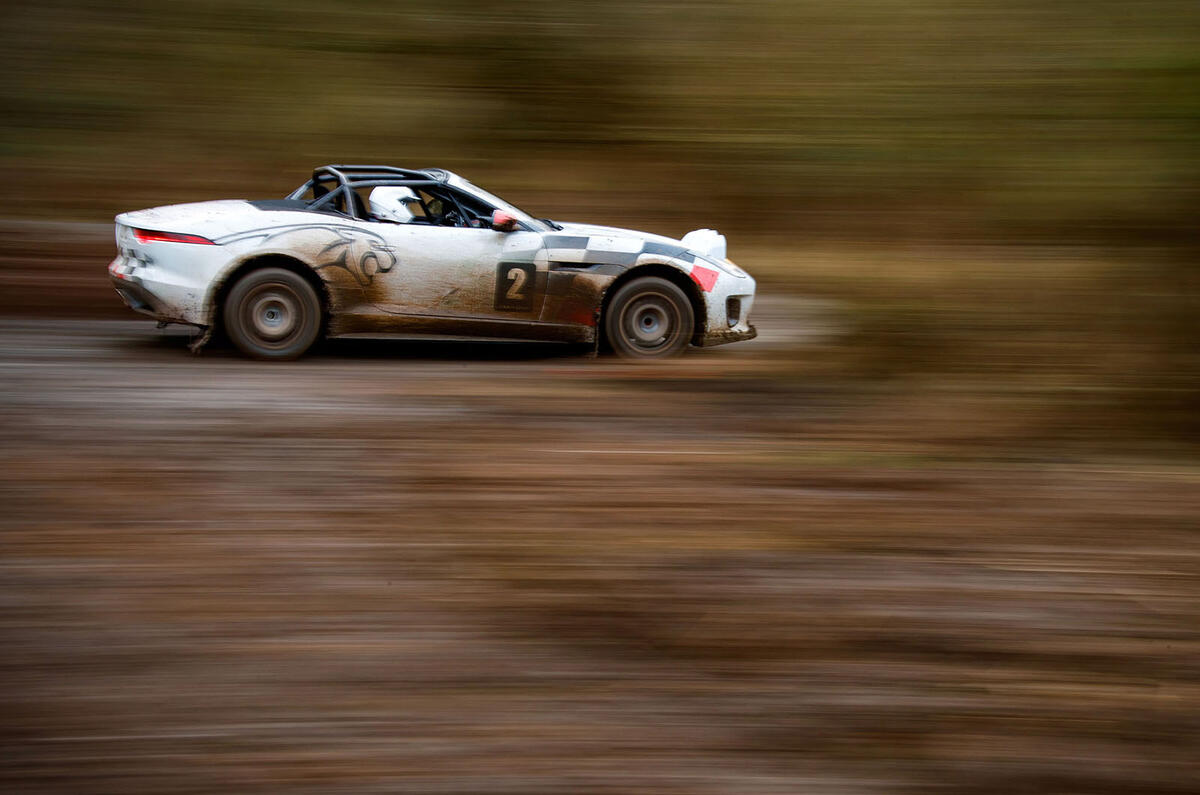 Jaguar F-Type rally car 2019 driven high speed