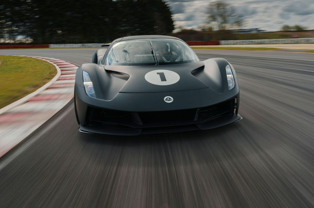 83 Lotus Evija 2021 track drive tracking nose