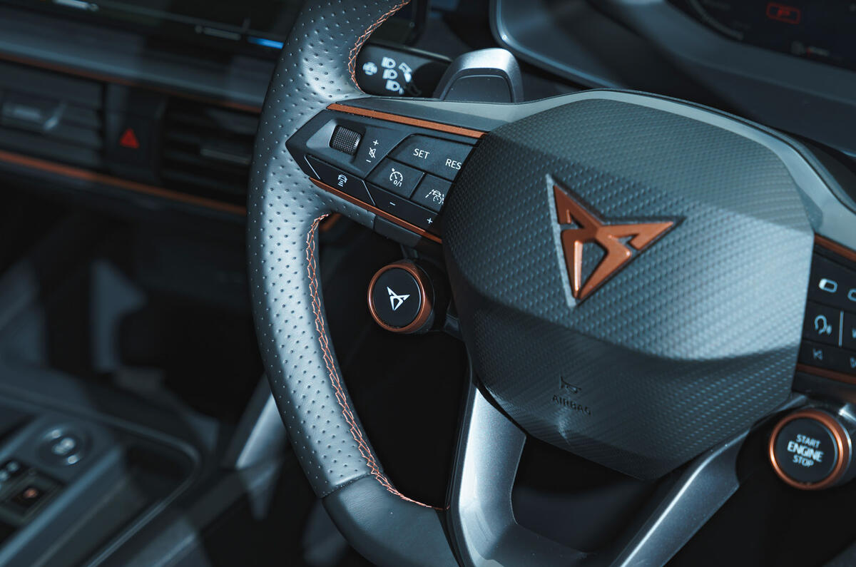 85 Cupra Formentor vs Hyundai Kona N 2022 Cupra steering wheel