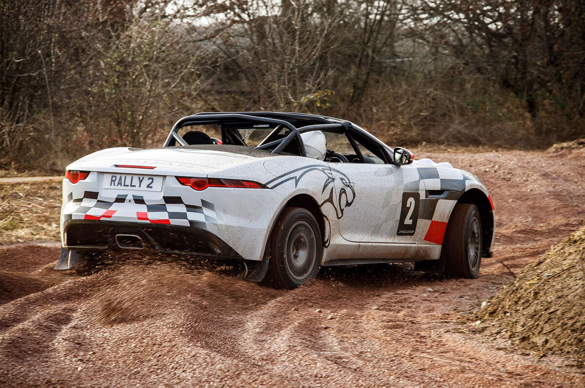 Jaguar F-Type rally car 2019 driven gravel rear