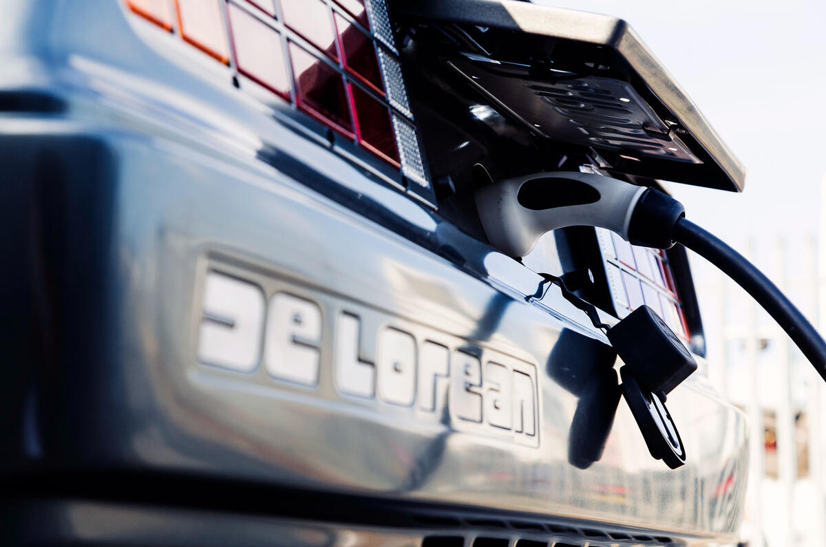 Driving a battery powered DeLorean - plugged in