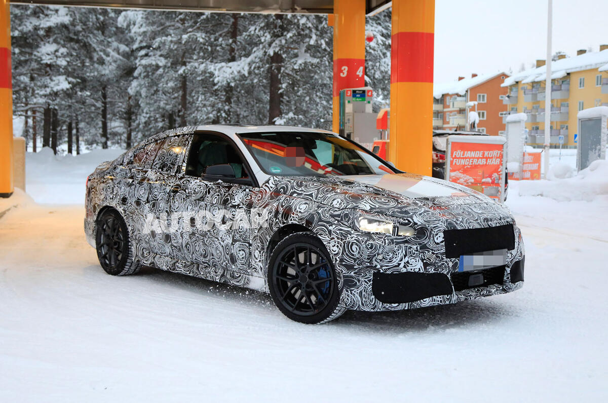 BMW 2 Series camouflage winter testing 2019 - road front