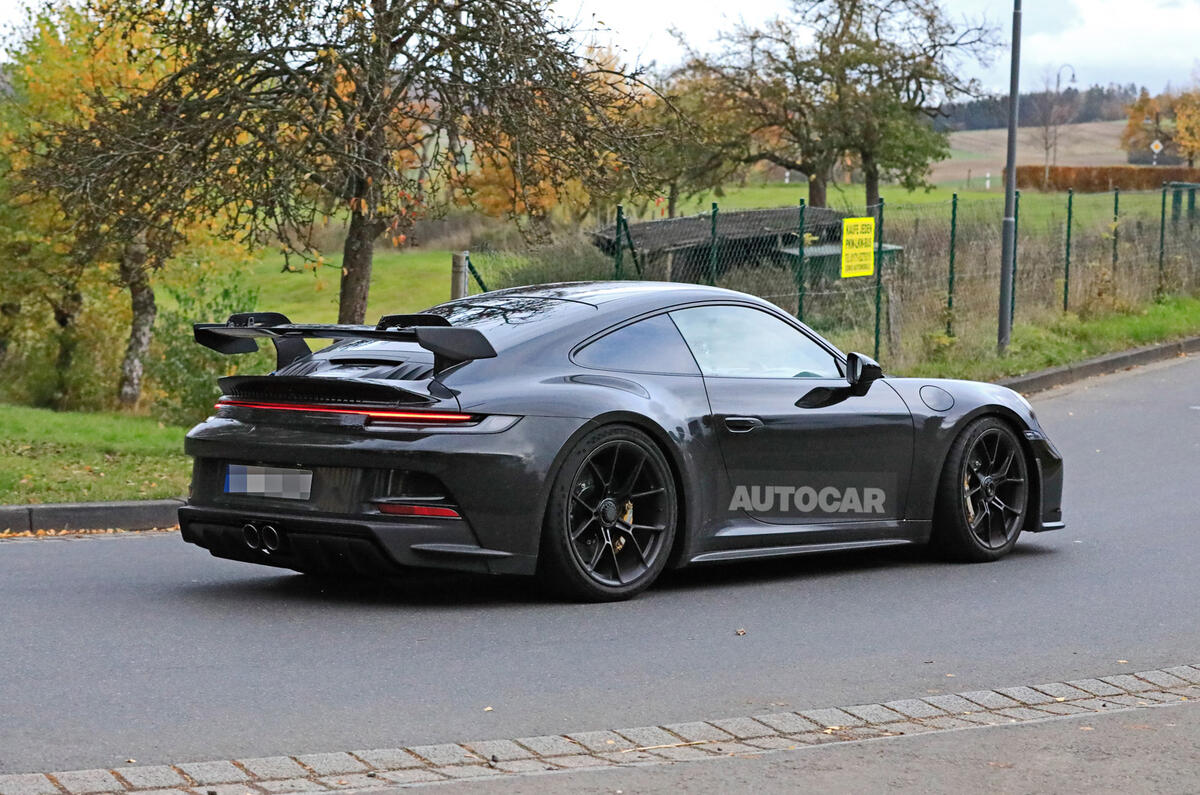 Porsche 911 GT3 prototype at Nurburgring - side rear