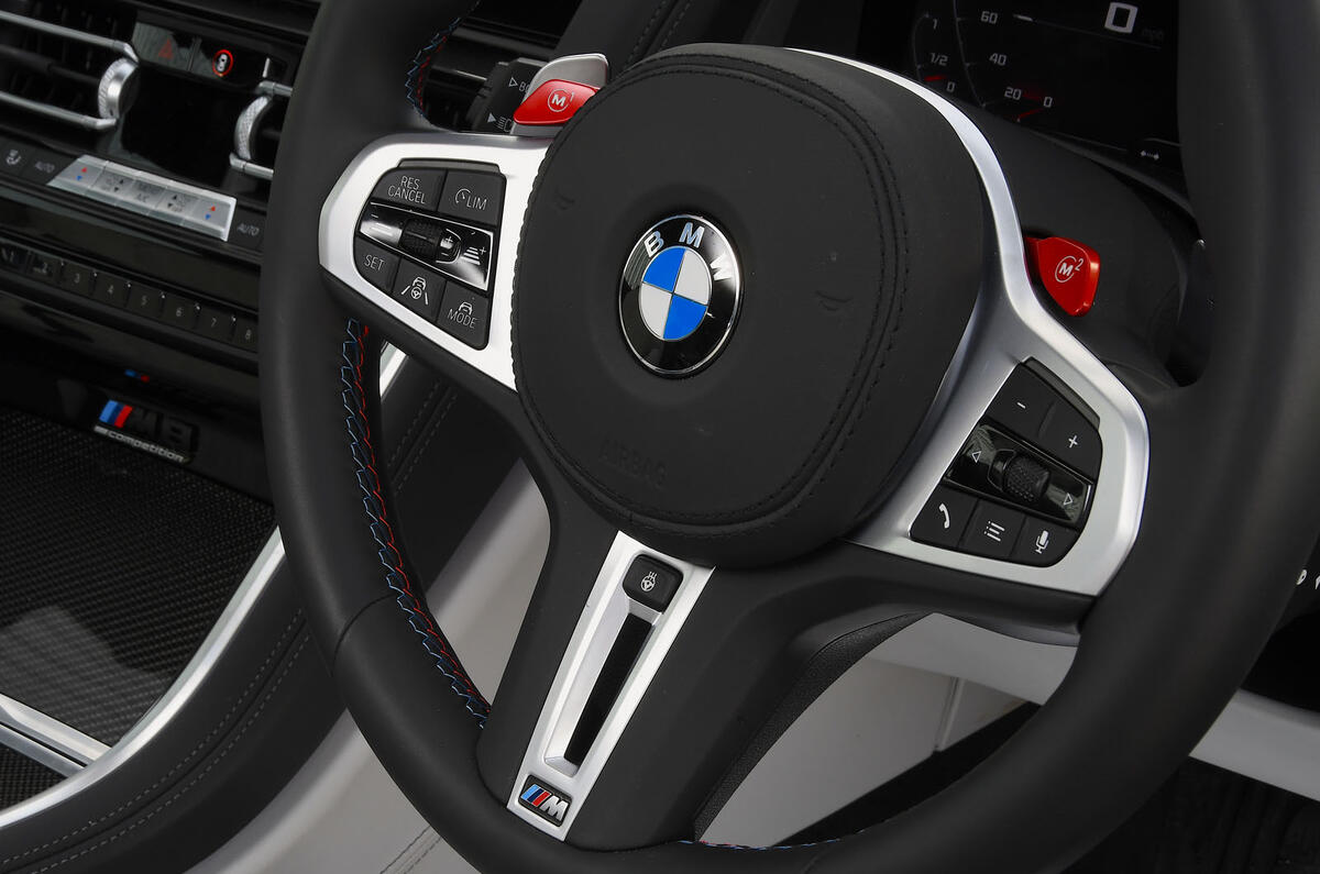 BMW M8 Competition Coupe 2020 UK first drive review - steering wheel