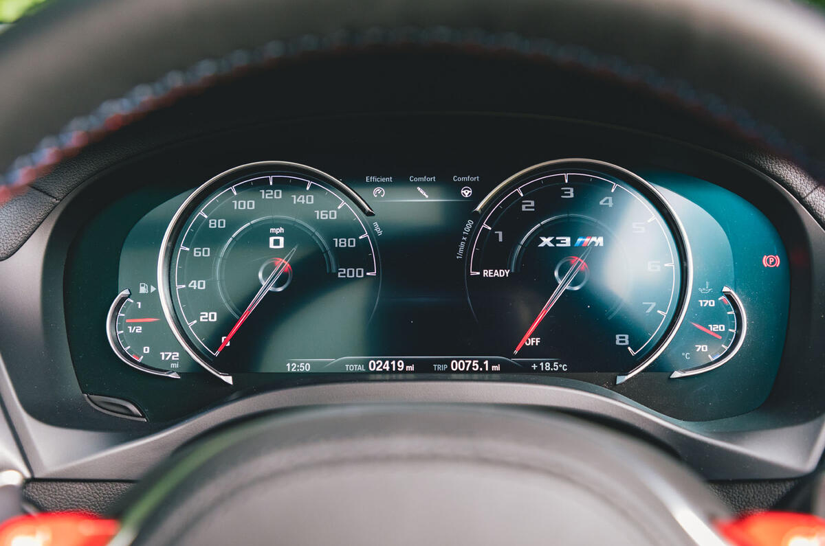BMW X3 M Competition 2019 UK first drive review - instruments