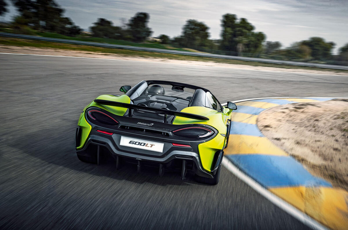 McLaren 600LT Spider 2019 first drive review - track rear