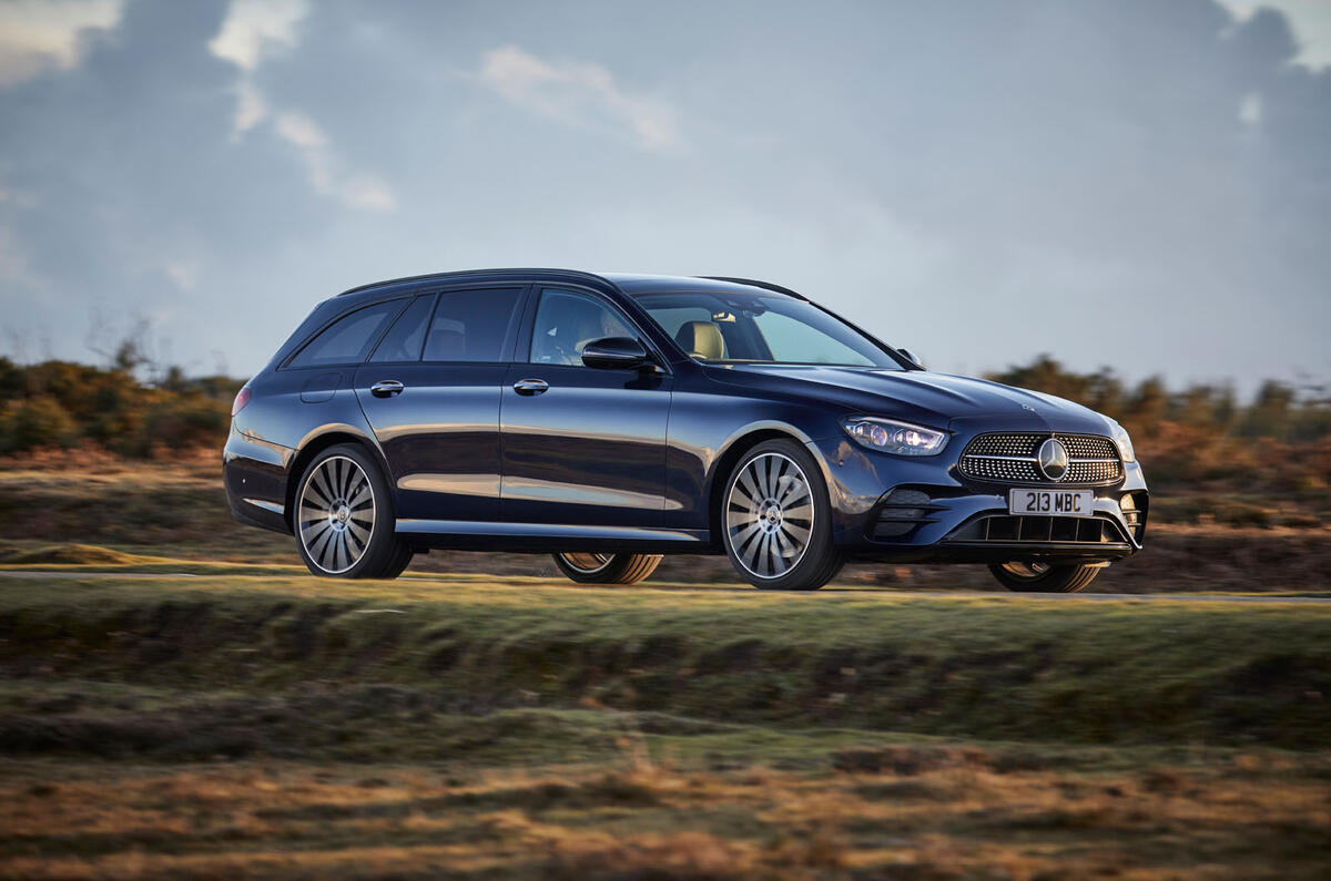 9 Mercedes Benz E Class 400d Estate 2021 UK first drive review on road front