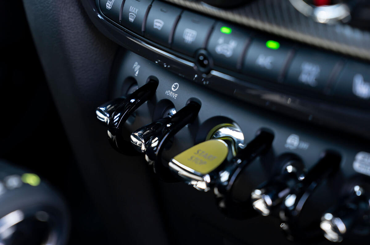 Mini Countryman Cooper S E All4 2020 first drive review - start button