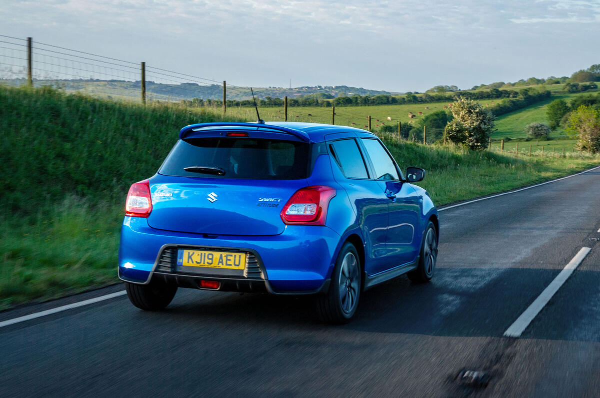 Suzuki Swift Attitude 2019 UK first drive review - on the road rear