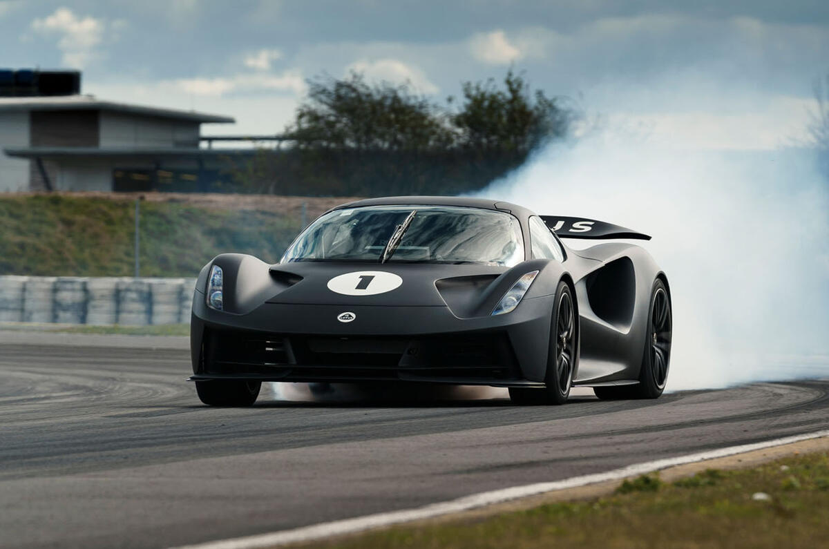 90 Lotus Evija 2021 track drive smoke