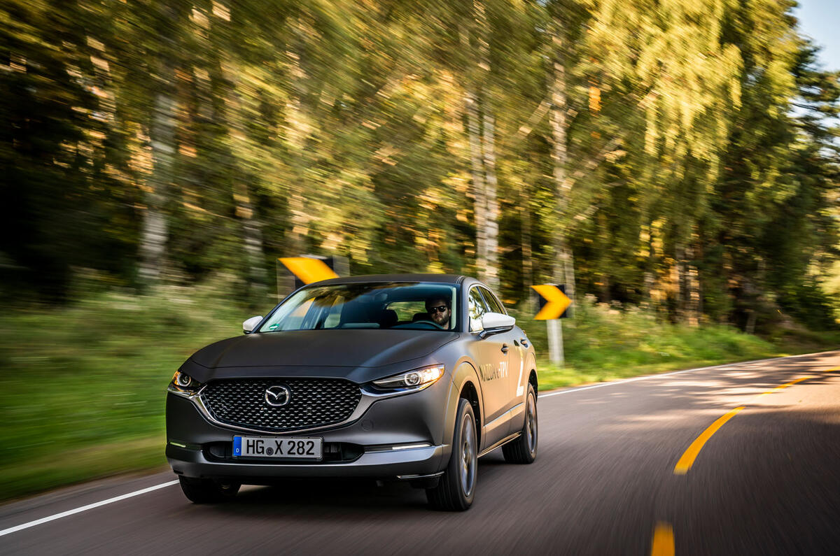Mazda e-TPV prototype 2019 first drive review - cornering front
