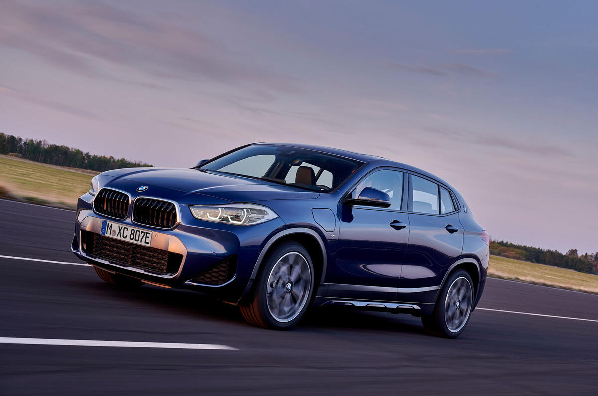 BMW X2 plug-in hybrid official press images - on the road front