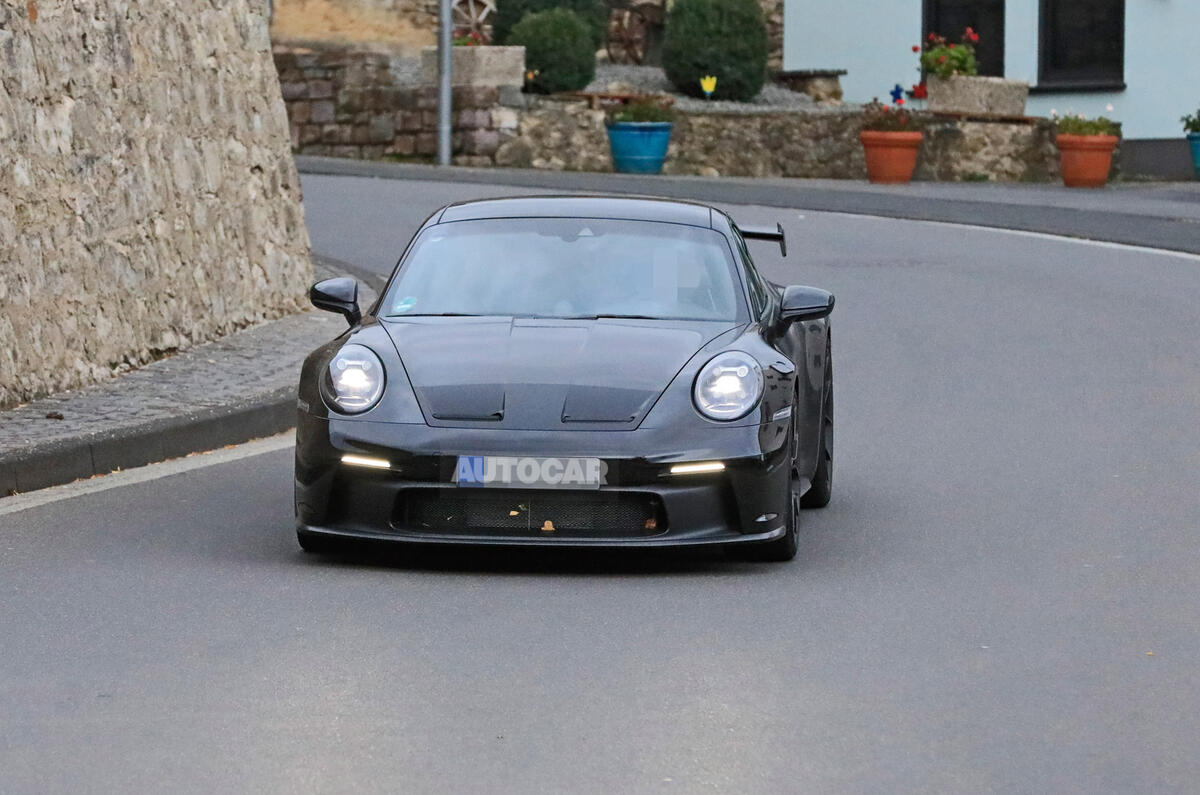 Porsche 911 GT3 prototype at Nurburgring - road nose