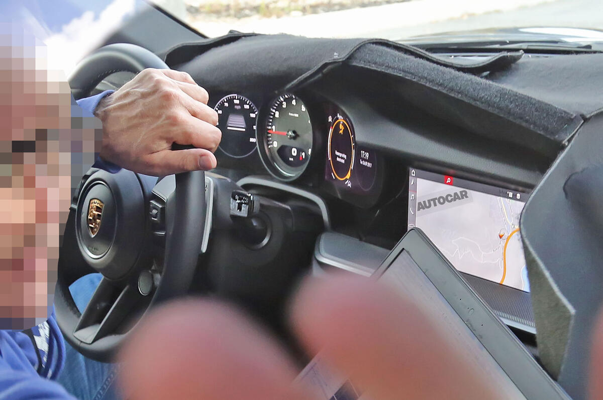 Porsche 911 interior sighting shows new digital cluster of 2019 car