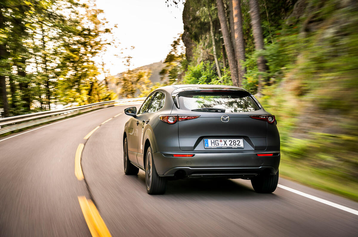 Mazda e-TPV prototype 2019 first drive review - cornering rear