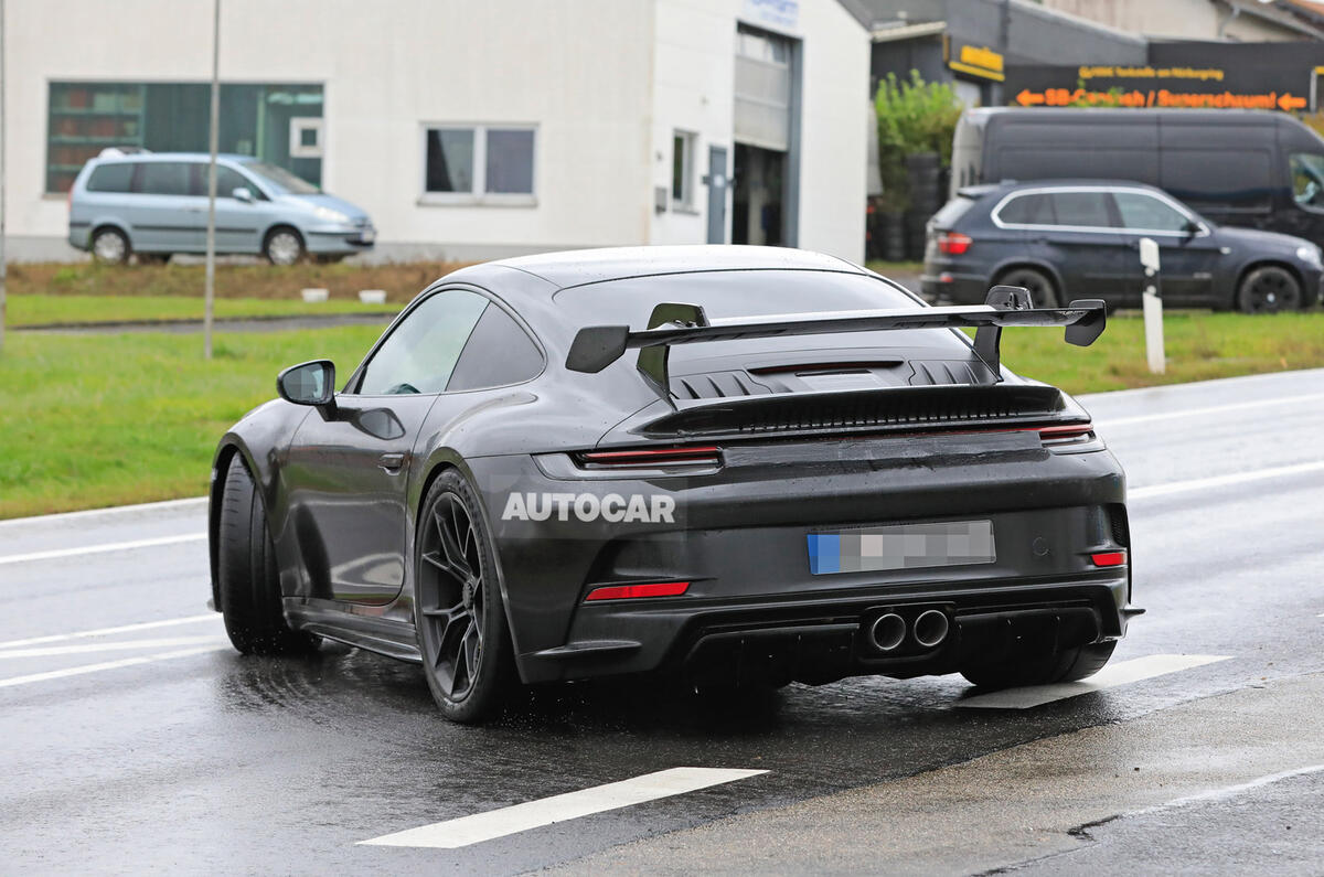 Porsche 911 GT3 prototype at Nurburgring - road side rear