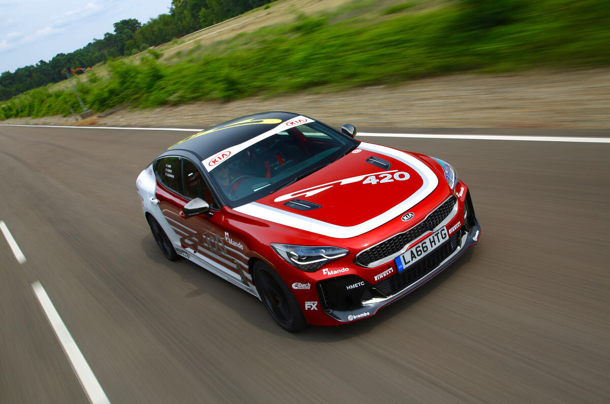 99 Kia Stinger GT420 racer - aerial view track
