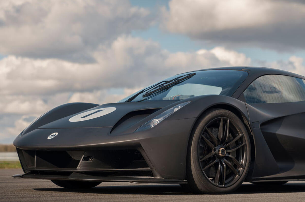 96 Lotus Evija 2021 track drive nose