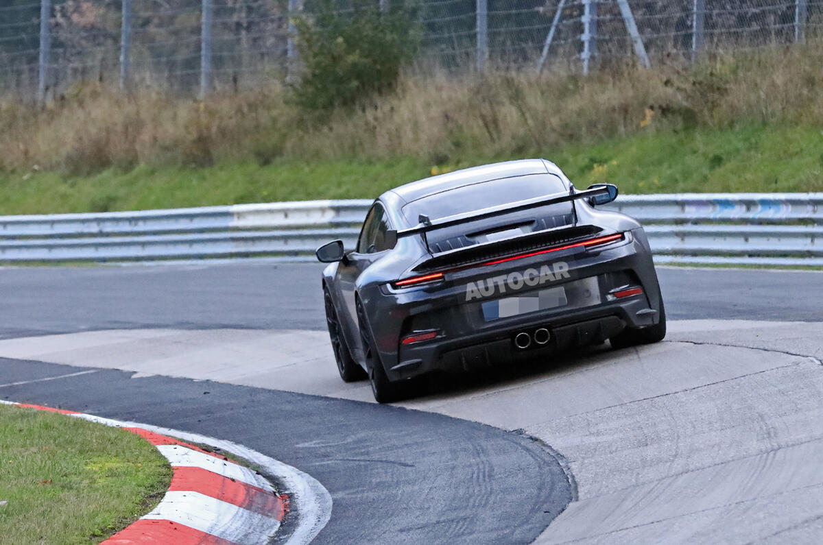 Porsche 911 GT3 prototype at Nurburgring - track rear