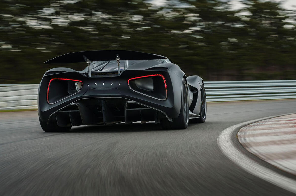97 Lotus Evija 2021 track drive hero rear