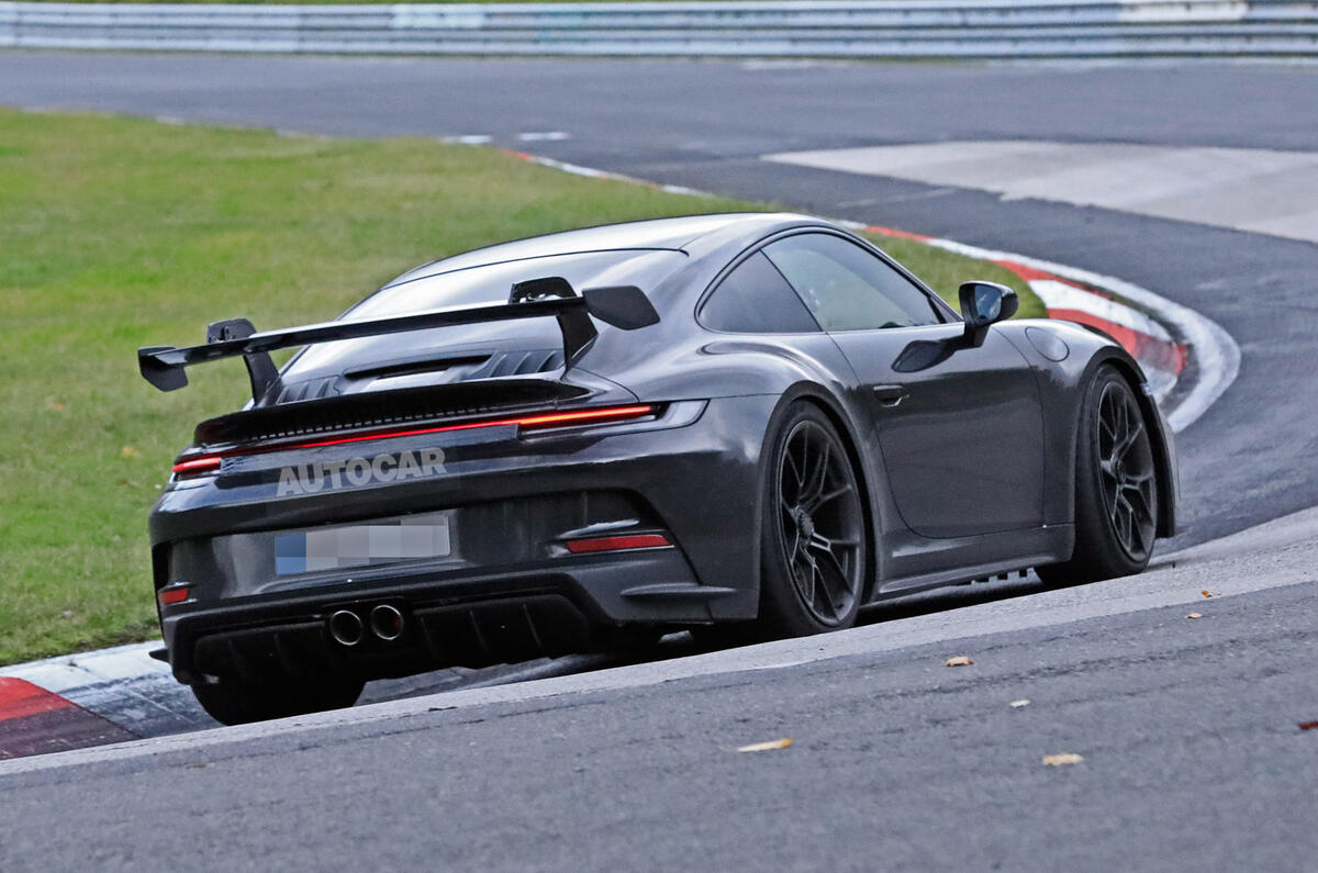 Porsche 911 GT3 prototype at Nurburgring - track side rear