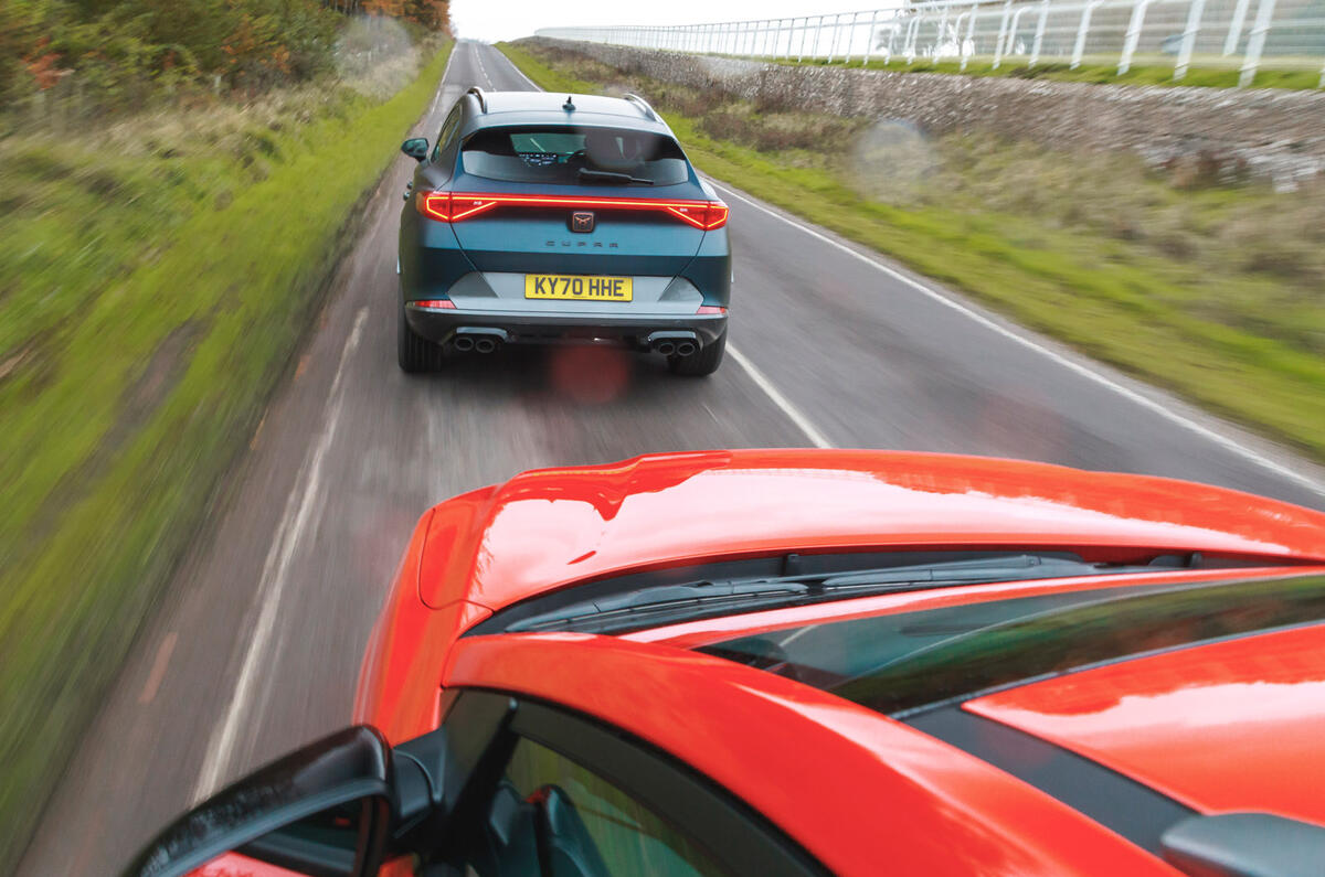 98 Cupra Formentor vs Hyundai Kona N 2022  chase rear