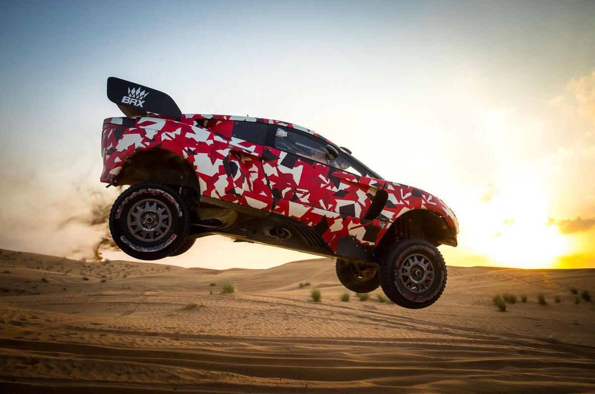 Prodrive BRX T1 in the desert - hero side