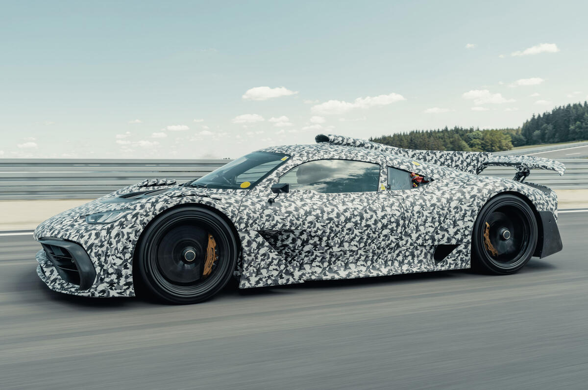 Mercedes-AMG One official camouflaged tracking images - front