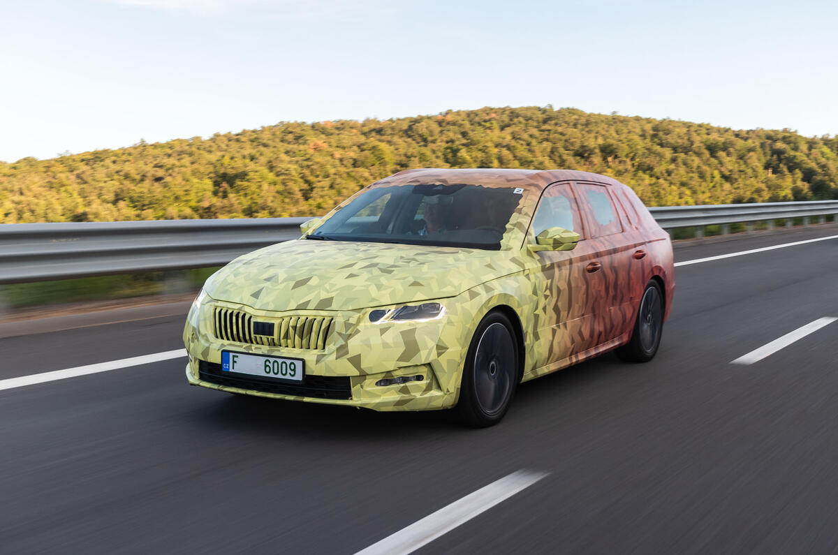 2020 Skoda Octavia prototype camouflaged drive - hero front