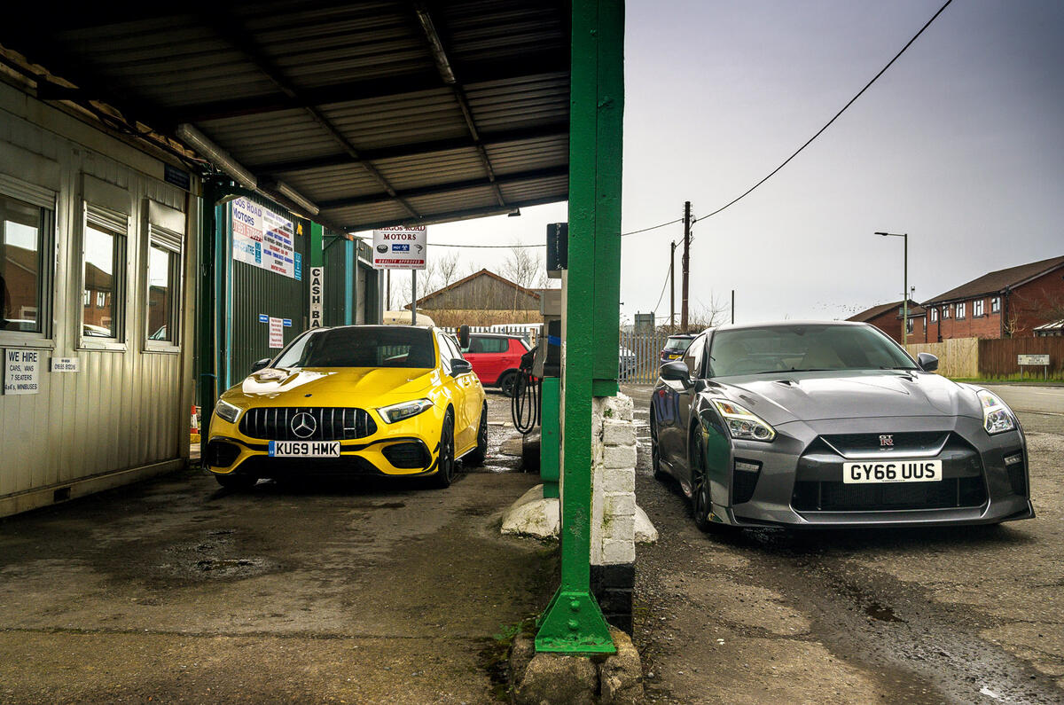 Amg 45 S Vs Nissan Gt R New Hot Hatch Vs Used Supercar Autocar