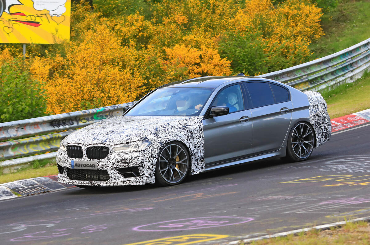 2021 BMW M5 CS prototype at Nurburgring - cornering front