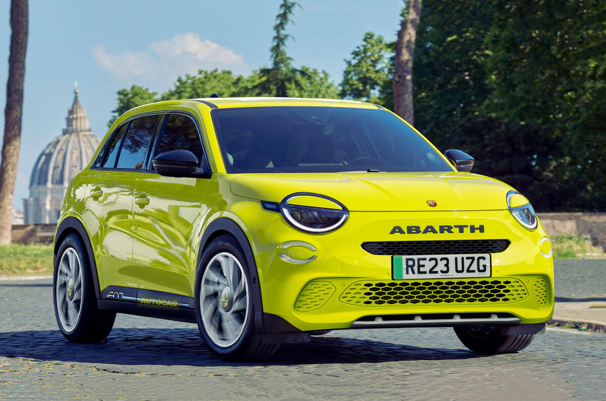 Abarth 600e Autocar render front