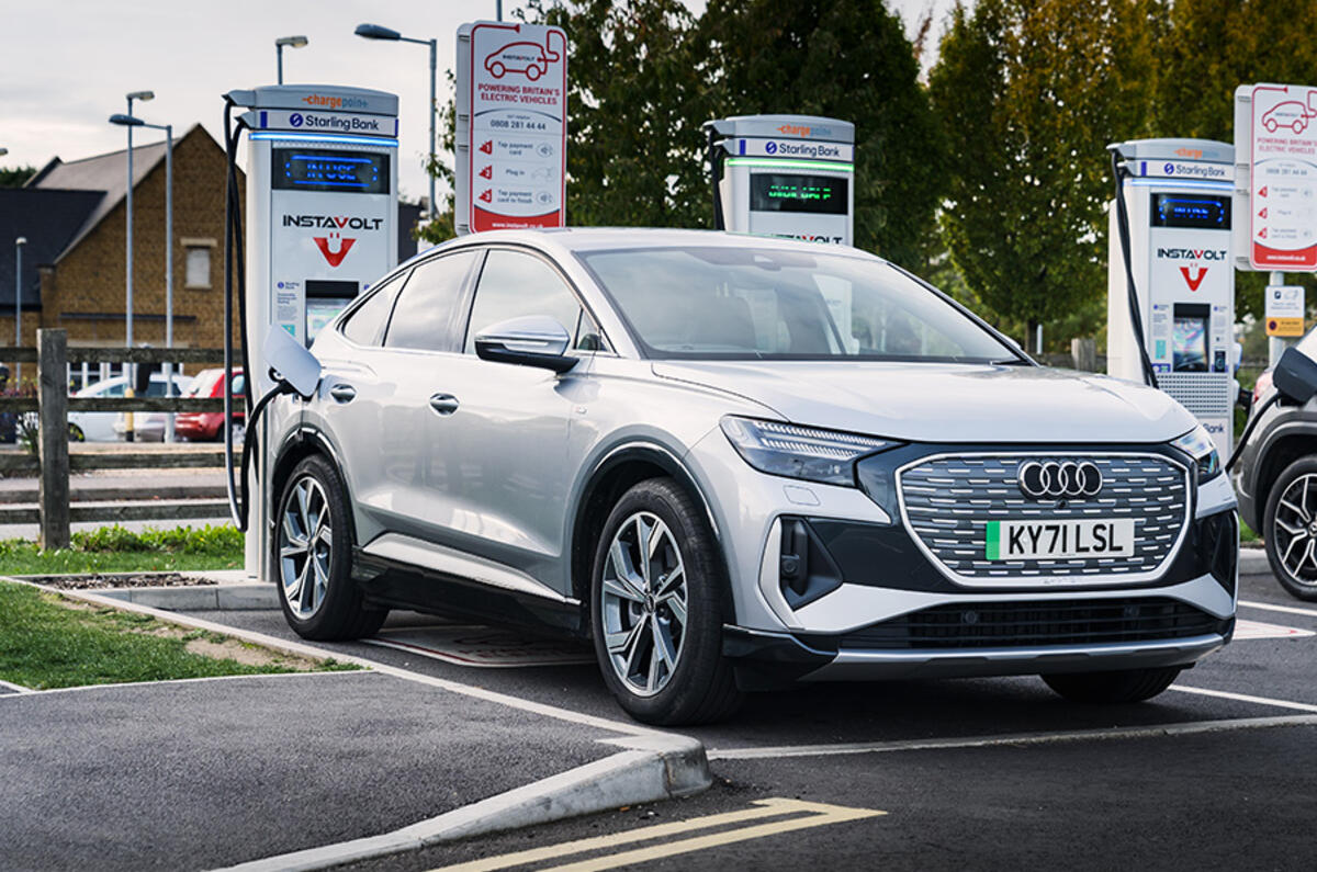 The Audi Q4 Sportback e-tron can charge from 5% to 80% in approximately 38 minutes (perfect for lunch)