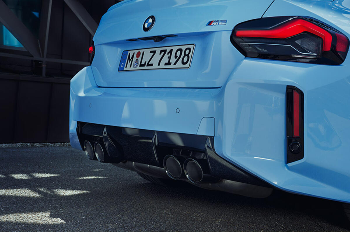 The BMW M2's M-specific quad exhaust delivers a sonorous soundtrack, up to the 7,200rpm redline