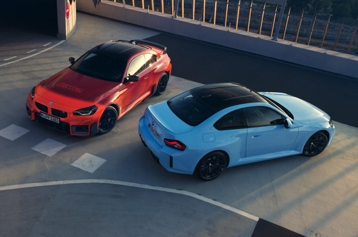 The BMW M2 has several colour options: including solid Zandvoort Blue and metallic Toronto Red