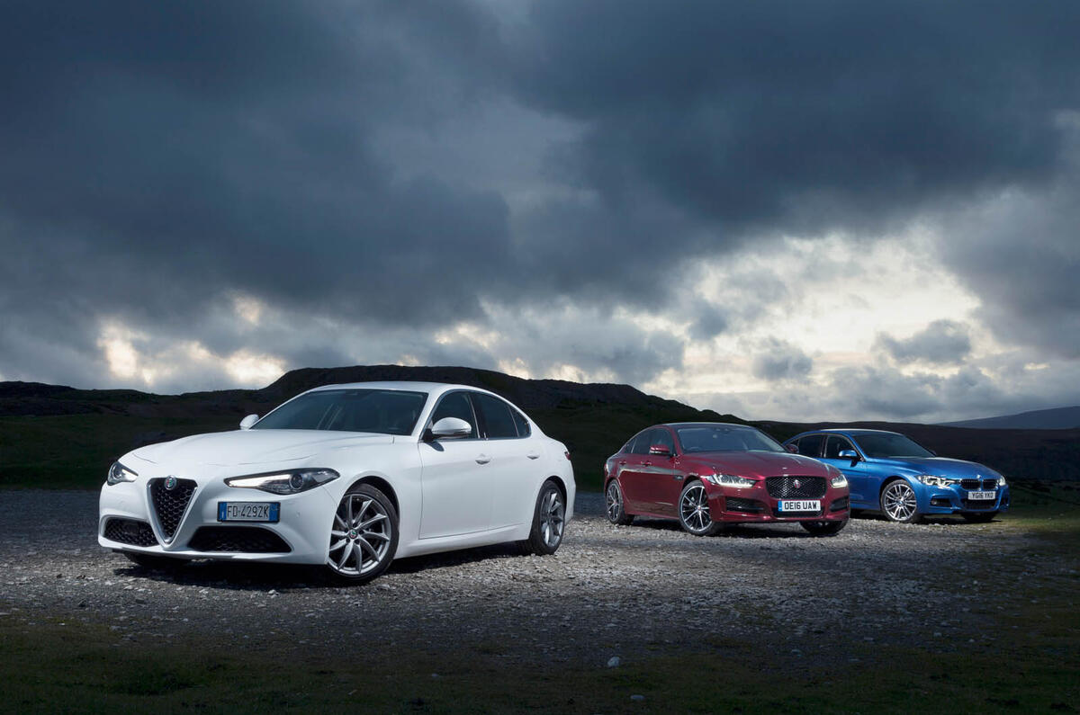 BMW 3 Series vs Alfa Romeo Giulia vs Jaguar XE: group test