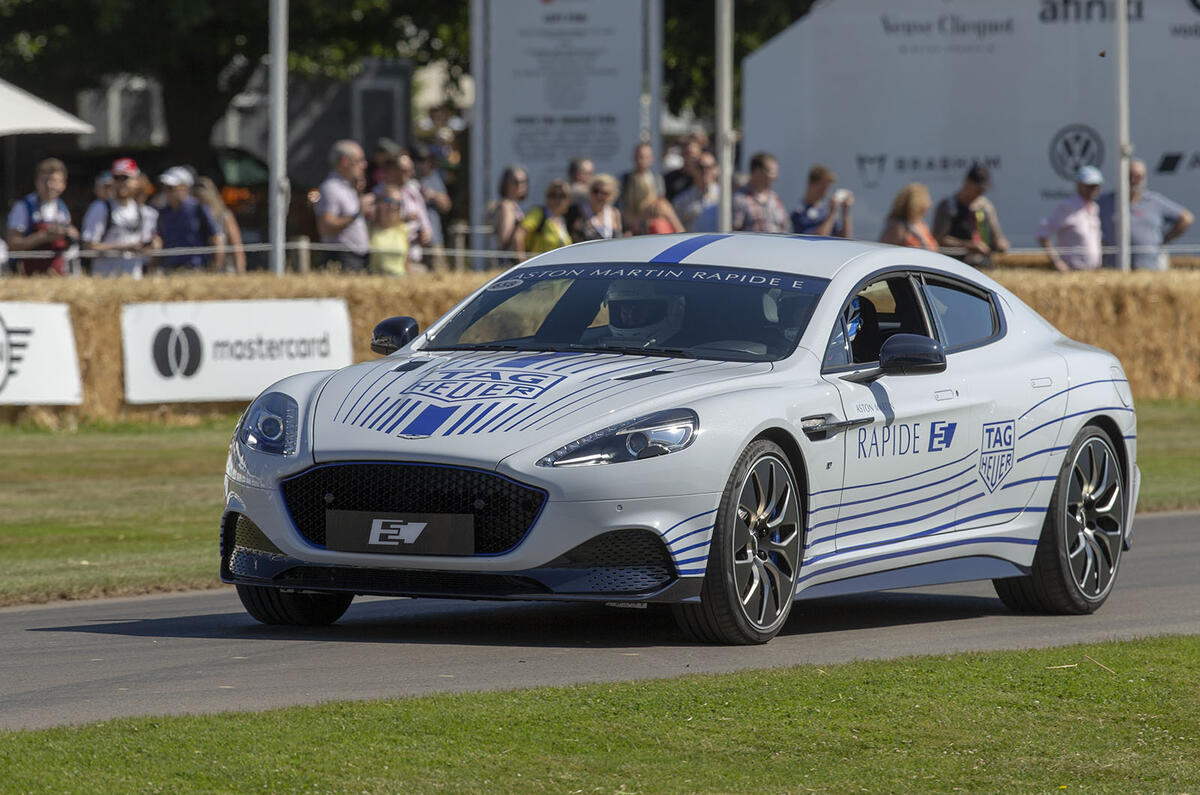 Aston Martin Rapide E on Goodwood hillclimb