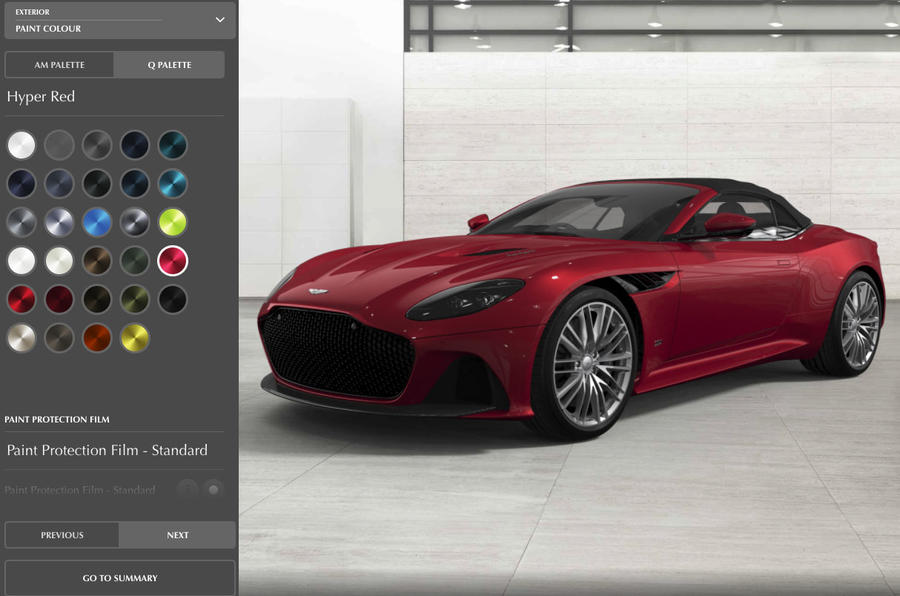 Aston Martin DBS Superleggera configurator website