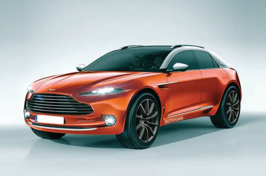 aston martin DBX EV render front three quarters