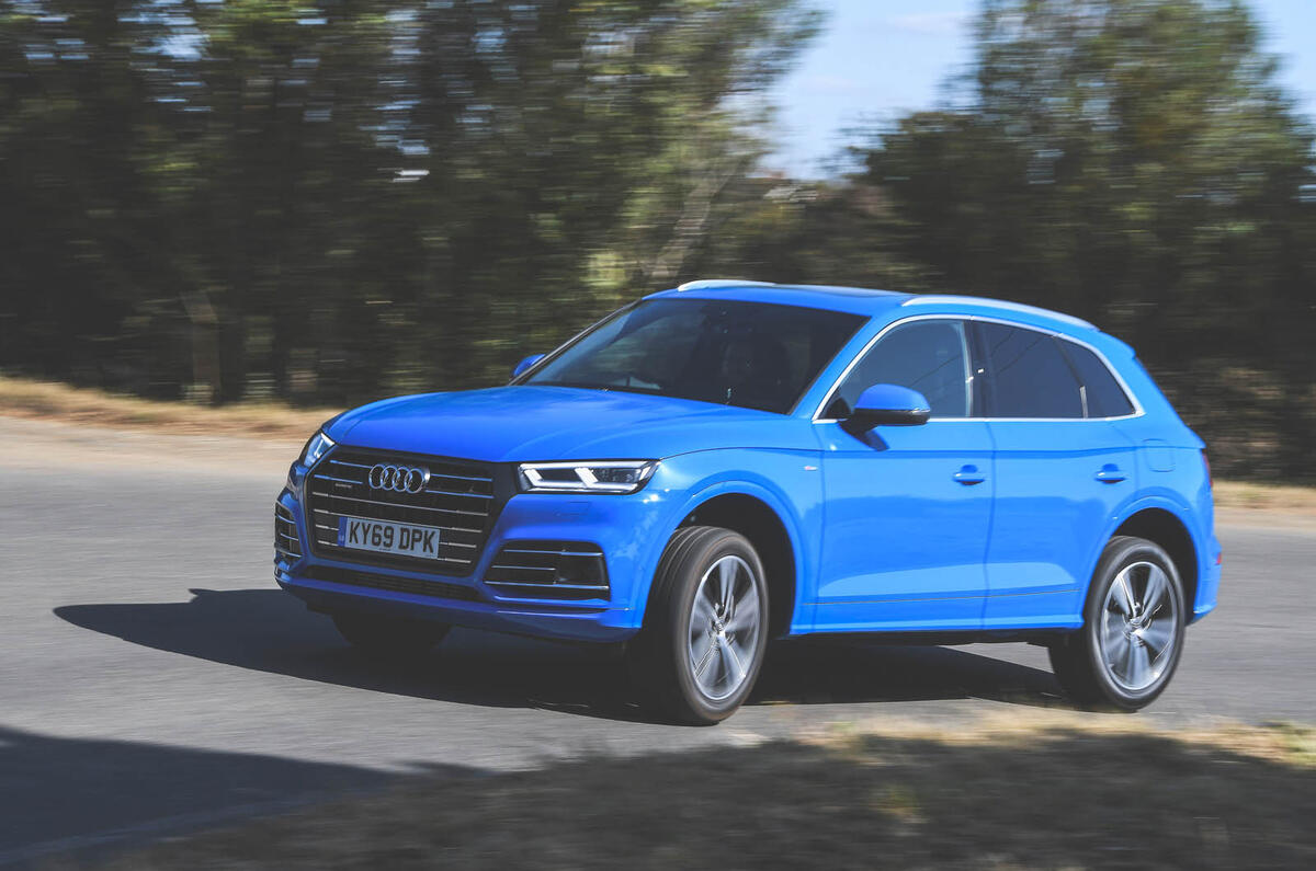 Audi Q5 55 TFSIe quattro front three quarters on the road