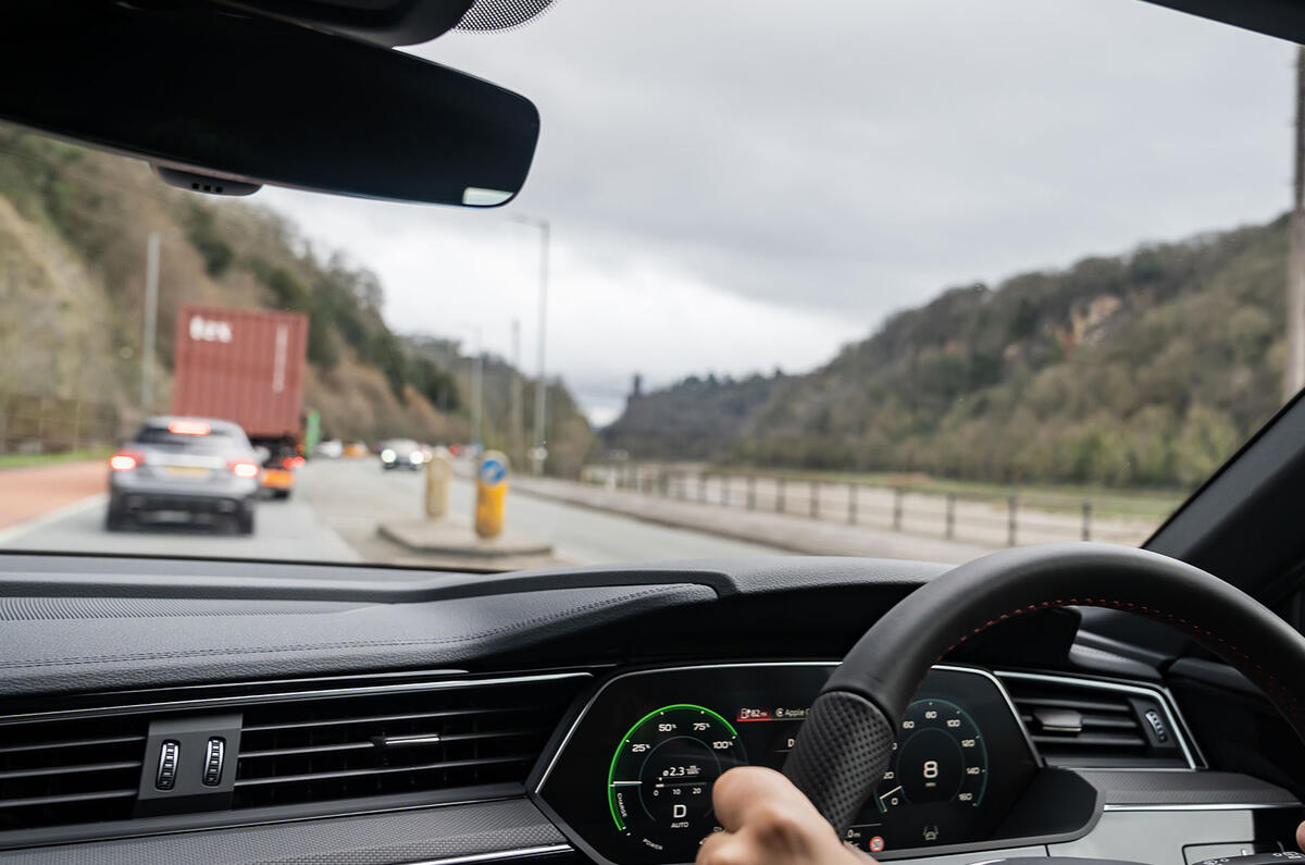 The Audi Q8 e-tron provides a commanding view of the road ahead