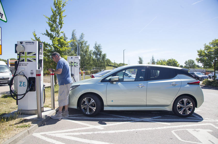 Nissan Leaf charging at Ecotricity facility