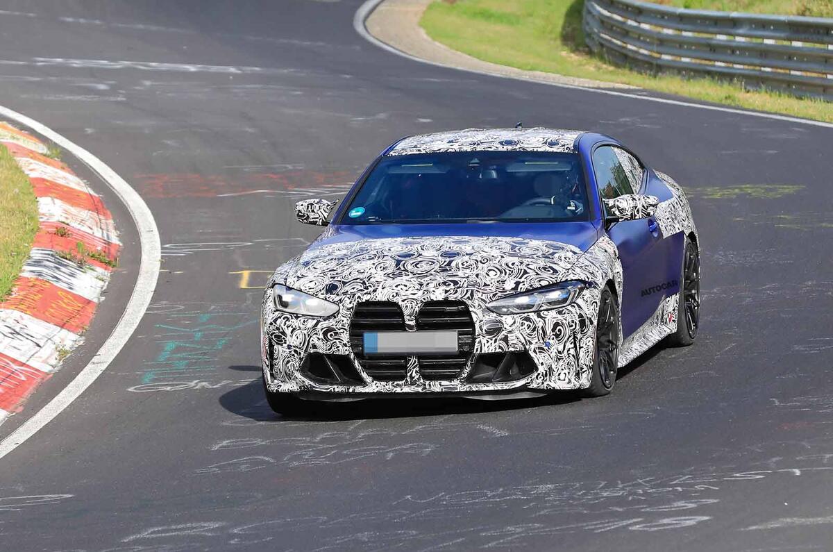 BMW M4 2020 spyshots front on corner