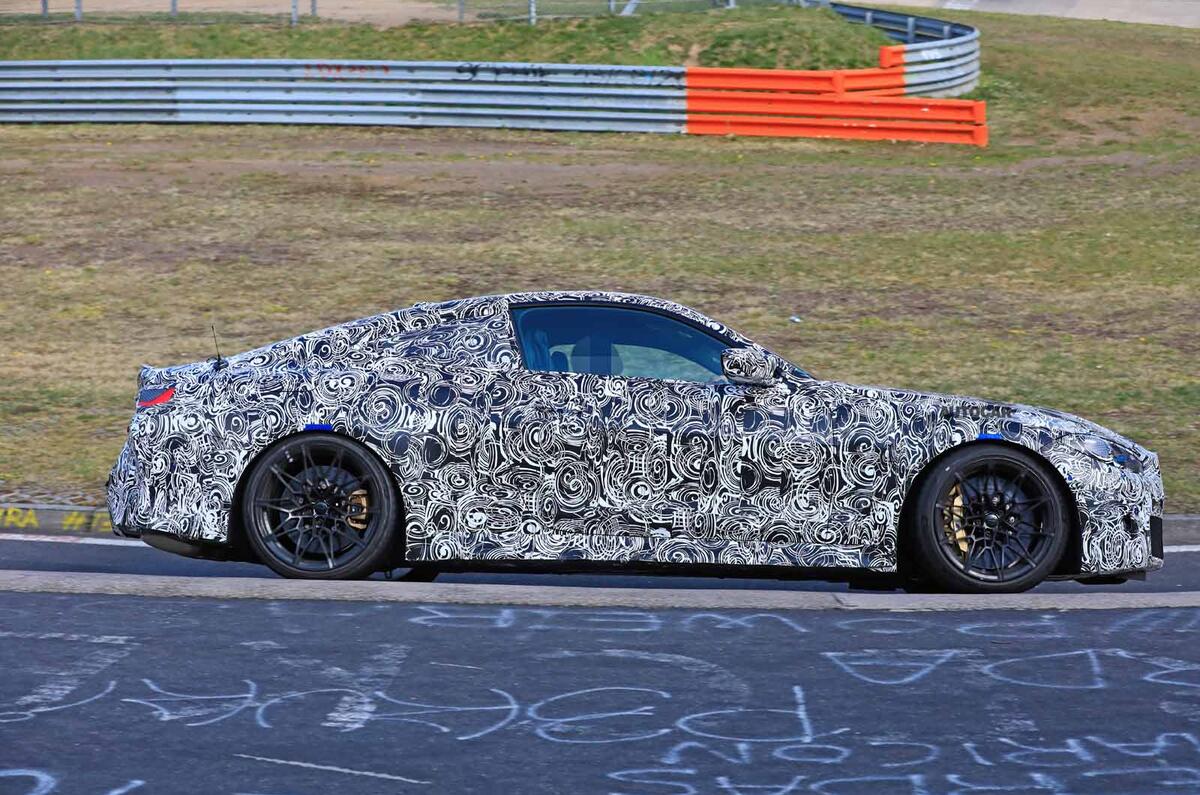 BMW M4 spyshots Nurburgring side on