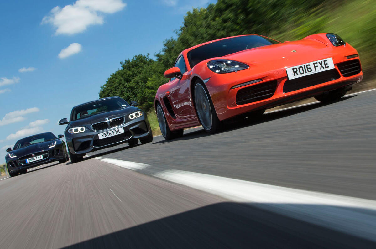 Porsche 718 Cayman S vs BMW M2 vs Jaguar F-Type: battle of the luxury ...